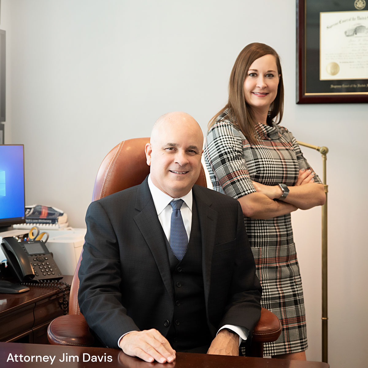 attorney Jim Davis and paralegal Kim Cochran